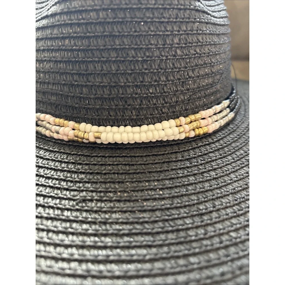 Bindya New York Ladies Decorated Black Woven Cowgirl Style Hat Fall